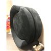 Image 1 : Round sofa in black fabric (approx 60 diameter x 26 inches)
