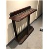 Image 1 : "Superhero Show" - Cherrywood finish billiards room pool cue stand (approx 29 x 9 x 31 inches)