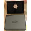 Image 2 : New Bulova lady's wrist watch w/black leather strap (new and box)