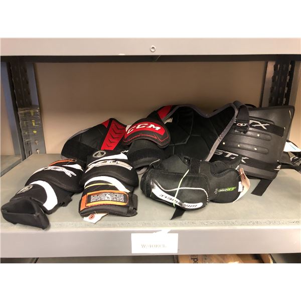 Group of assorted sportive goods - includes shine pads/knee pads etc.