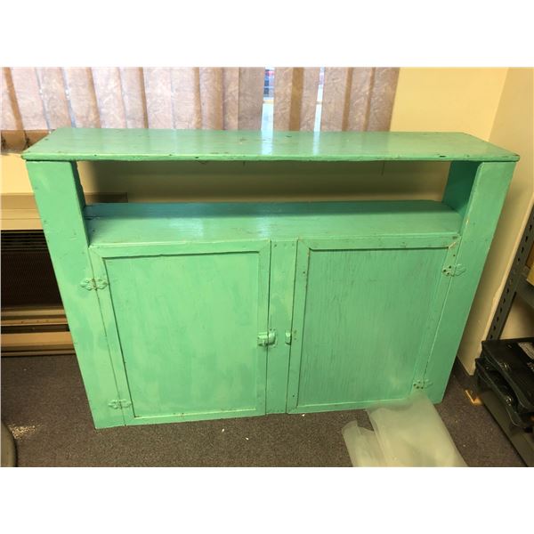 Vintage green painted cabinet (approx 49" x 12" x 37")