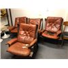 Image 1 : Set of 4 broken down designer leather chairs