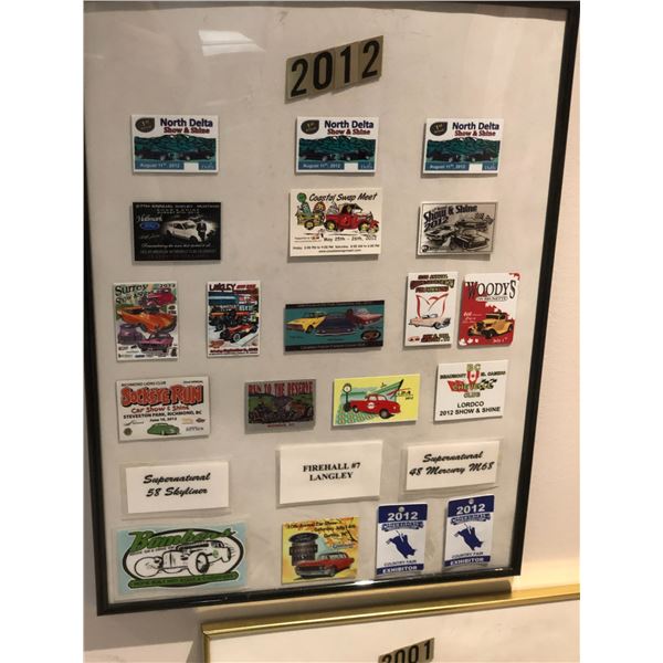 Large group of assorted framed car club card collectibles - dates back 2001