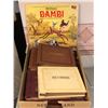 Image 1 : Box full of empty record holder booklets/ collectible Walt Disney's Bambi book and record