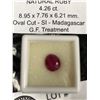 Image 2 : Natural Ruby 4.26 ct 8.95 x 7.76x 6.21mm Oval Cut- SI- Madagascar-G.F.Treatment