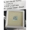 Image 2 : Natural Sky Blue Topaz 1.575ct 6.05 x 5.97 x4.07 mm Square Cut- Loupe Clean- Brazil