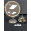 Image 1 : Vintae Silverplate Standing Mirror & Glass Trinket Box