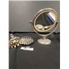 Image 2 : Vintae Silverplate Standing Mirror & Glass Trinket Box