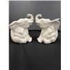 Image 3 : Large 10" T Vintage Etched Glass Footed Vase & Ceramic Elephants