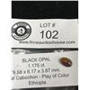 Image 1 : Black Opal 1.175 ct 9.58 x 6.17 x 3.87 mm Oval Cabochon- Play of Colour Ethiopia