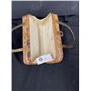 Image 2 : Chic Wicker Handbag with Metal Handle and Latch 9.5" x 3" x 6"