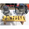 Image 1 : Porter Cable  75361 Router Base &  7539 Plunge Router w/ Bits in Tooling Rack