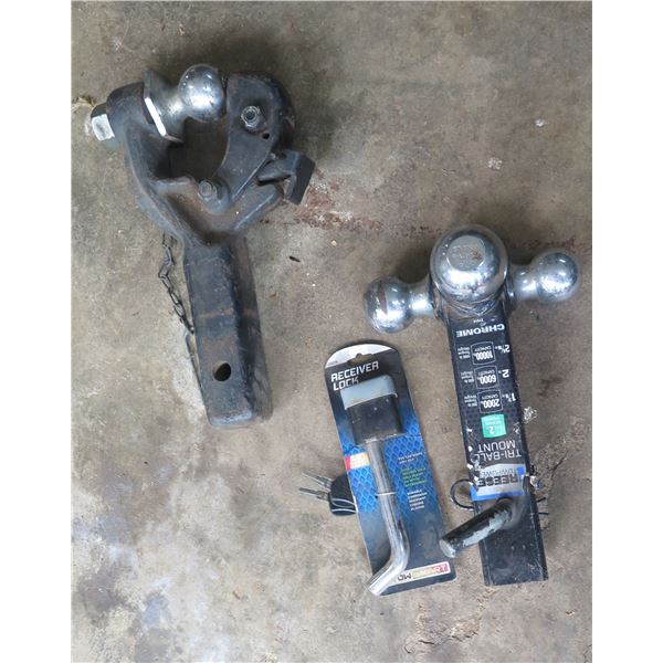 Qty 2 Towing Ball Hitches: Reece Tri-Ball  Mount & Pintle Ball w/ Receiver Lock