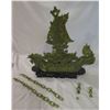 Image 1 : Carved Green Dragon Sculpture Artwork on Base 16"L x 15"H in Box (w/ broken pieces)