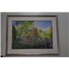 Image 1 : FRAMED WATERCOLOR ON PAPER, UNKNOWN TITLE, DEPICTING A PAVILION & A LILY POND IN A GARDEN; SIGNED & 