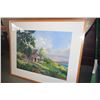 Image 1 : FRAMED WATERCOLOR ON PAPER, "VIEW FROM CROSS ROAD", DEPICTING A TWO STORIED GREEN HOUSE SURROUNDED B
