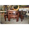 Image 1 : 40" CHINESE HARDWOOD ROUND TABLE W/6 STOOLS & GLASS TOP
