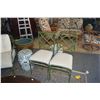 Image 2 : BAMBOO STYLE CAST ALUMINUM SIDE CHAIRS W/UPHOLSTERED SEATS (4 PCS)