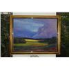 Image 1 : FRAMED OIL ON CANVAS, "MOUNTAIN CLOUD", DEPICTING BLUE & LAVENDER TINGED SMOKE & CLOUDS ON THE SLOPE