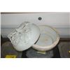 Image 2 : PORCELAIN COVERED BOWL W/HIGH RELIEF ROSE MOTIF