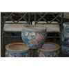 Image 2 : VINTAGE CHINESE PLANTER/FISHBOWL, PINK & BLUE FLORAL MOTIF & GOLD FISH INTERIOR (12") (3 PCS)