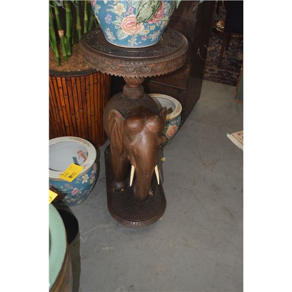 HAND CARVED ELEPHANT SIDE TABLE (32")