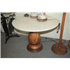Image 1 : TURNED KOA TABLE BASE W/30" ROUND WHITE MARBLE TOP