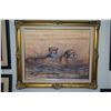 Image 1 : FRAMED OIL ON CANVAS, "CHEETAHS", DEPICTING 2 CHEETAHS RESTING IN A GRASS THICKET; SIGNED ROB O'MEAR