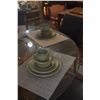 Image 2 : VINTAGE RETRO WEDGWOOD CAMBRIAN GREEN STONEWARE DISHES, CUPS, COFFEE POT, CREAMER, SUGAR & SERVING P
