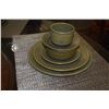 Image 4 : VINTAGE RETRO WEDGWOOD CAMBRIAN GREEN STONEWARE DISHES, CUPS, COFFEE POT, CREAMER, SUGAR & SERVING P