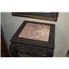 Image 3 : CARVED TABLE W/PINK MARBLE INSERT