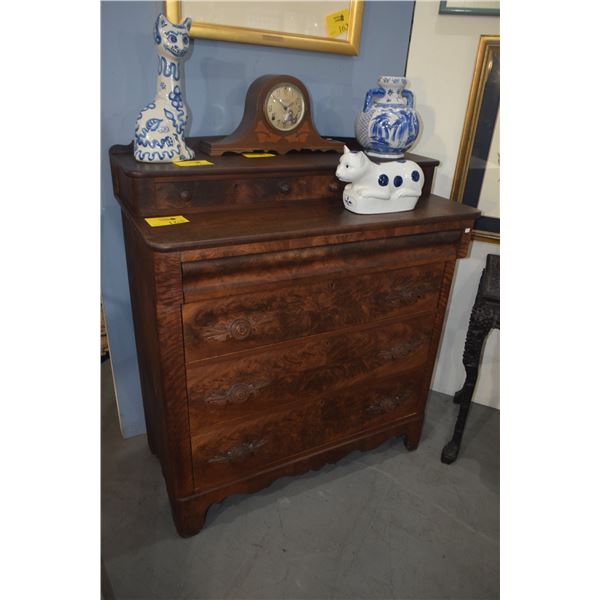 ANTIQUE BURLWOOD 6 DRAWER DRESSER