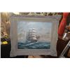 Image 1 : AUSTRALIAN OIL ON CANVAS LAID DOWN ON PANEL, "THEMOPYLAE", DEPICTING A THREE-MASTED CLIPPER SHIP; SI