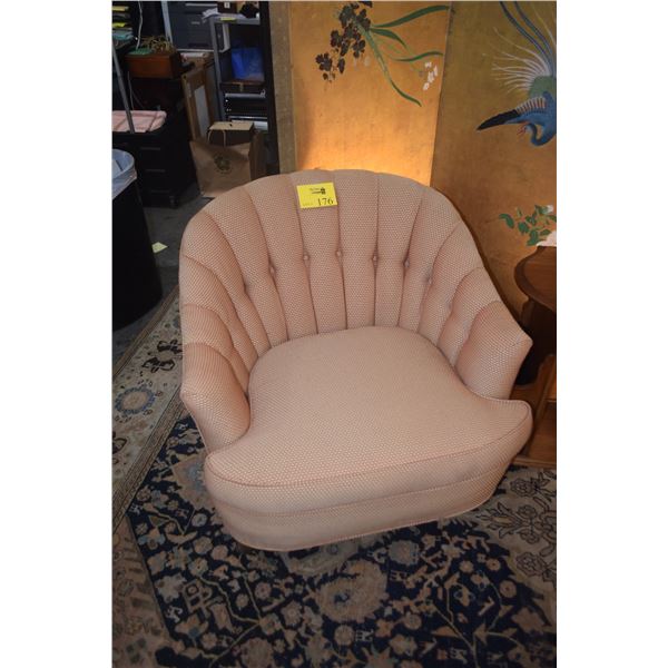 PAIR CHANNEL BACK UPHOLSTERED CLUB CHAIRS