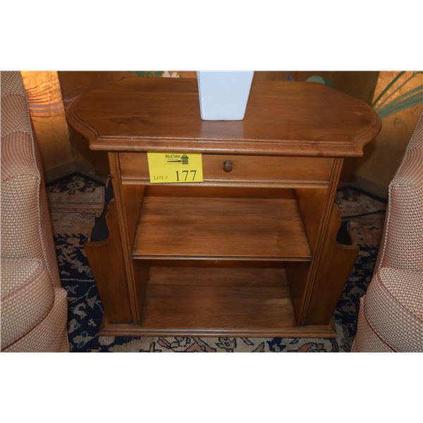 SIDE TABLE W/1 DRAWER & MAGAZINE HOLDERS