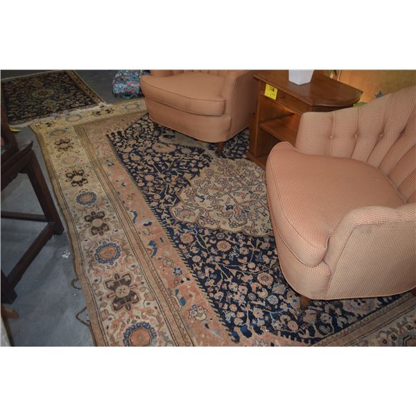 IRANIAN TABRIZ HAND KNOTTED WOOL PILE RUG, THE INDIGO BLUE FIELD W/VARIOUS ANIMALS AMIDST A GARDEN W