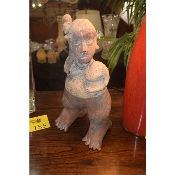 CERAMIC FERTILITY FIGURE & CARVED WOOD FIGURE (2 PCS)