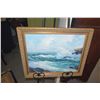 Image 1 : FRAMED OIL ON PANEL, UNTITLED, DEPICTING A HAWAIIAN SEASCAPE W/A WAVE BREAKING ON A ROCKY SHORELINE;