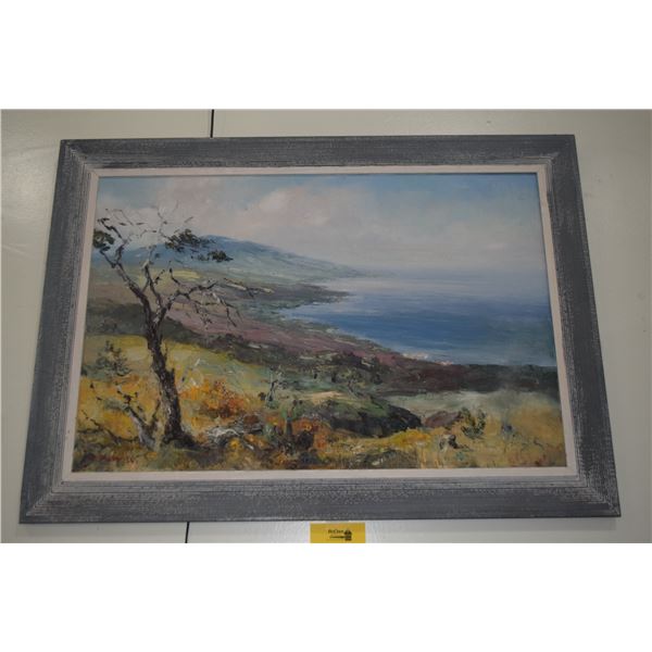 FRAMED OIL ON CANVAS, KONA COAST; SIGNED H. OKUDA (HAJAMI) (42 3/4" X 31")