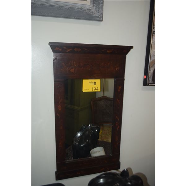FRAMED WALL MIRROR W/MARQUETRY INLAY (18 1/4" X 32")
