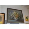 Image 1 : FRAMED OIL ON PANEL, STILL LIFE, DEPICTING A COLORFUL SPRAY OF FLOWERS IN A CRACKED POT; SIGNED (32"