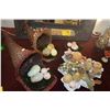 Image 1 : COLLECTION OF ALABASTER FRUIT, CORNUCOPIA BASKETS & LEAF PLATES