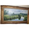 Image 1 : FRAMED ENGLISH OIL ON CANVAS, UNKNOWN TITLE, DEPICTING A PEACEFUL ENGLISH COUNTRYSIDE SCENE W/SHEEP 