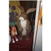 Image 2 : GLASS CHICKEN, WOOD ROOSTER W/SNEAKERS & LARGE RABBIT (3 PCS)