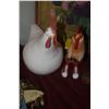 Image 3 : GLASS CHICKEN, WOOD ROOSTER W/SNEAKERS & LARGE RABBIT (3 PCS)