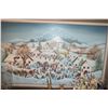 Image 1 : FRAMED HUNGARIAN OIL ON PANEL, UNKNOWN TITLE, DEPICTING A FESTIVE GATHERING OF VILLAGERS IN WINTER; 