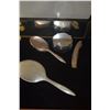 Image 1 : STERLING MIRROR, BRUSHES & STERLING & GLASS COVERED JAR (4 PCS)