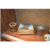 Image 1 : ANTIQUE ENAMELED LIDDED VANITY/DRESSER JAR W/MIRRORS & JEWELRY BOX (3 PCS)