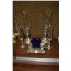 Image 1 : STERLING & GLASS CANDLE HOLDERS, BUD VASES, TRINKET DISH, NAPKIN RING & COBALT BLUE VASE (5 PCS)
