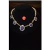 Image 1 : SOUTHWESTERN STYLE STERLING SILVER NECKLACE W/PURPLE CABOCHONS, MARKED LENORE & NOEL (NEEDS REPAIR)